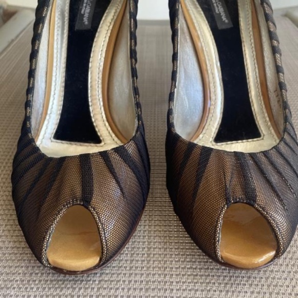 DOLCE & GABBANA Black Mesh Heels EUC - Picture 8 of 11